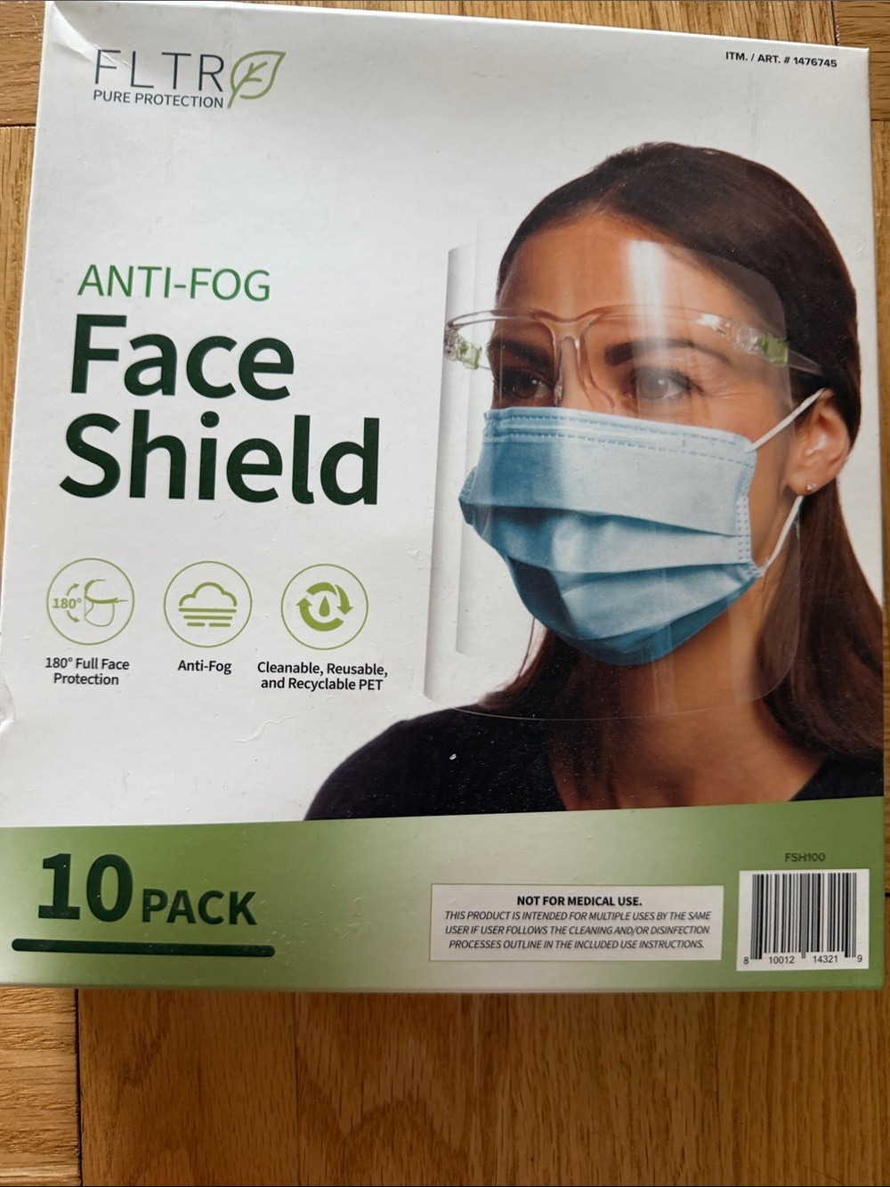 Face Shield Clear Anti-Fog Blue Disposable Mask 10 Pack